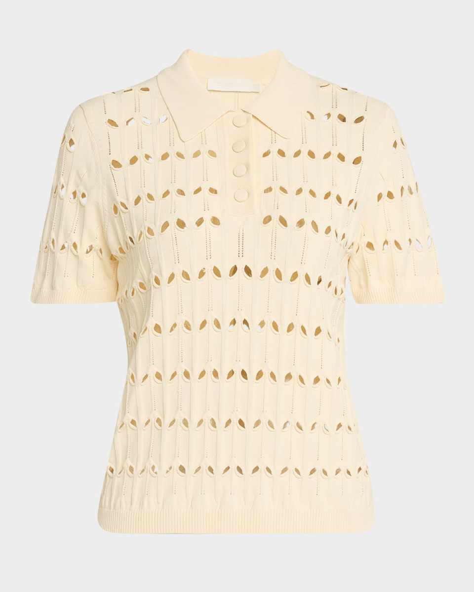 Rhiannon Pointelle Polo Top